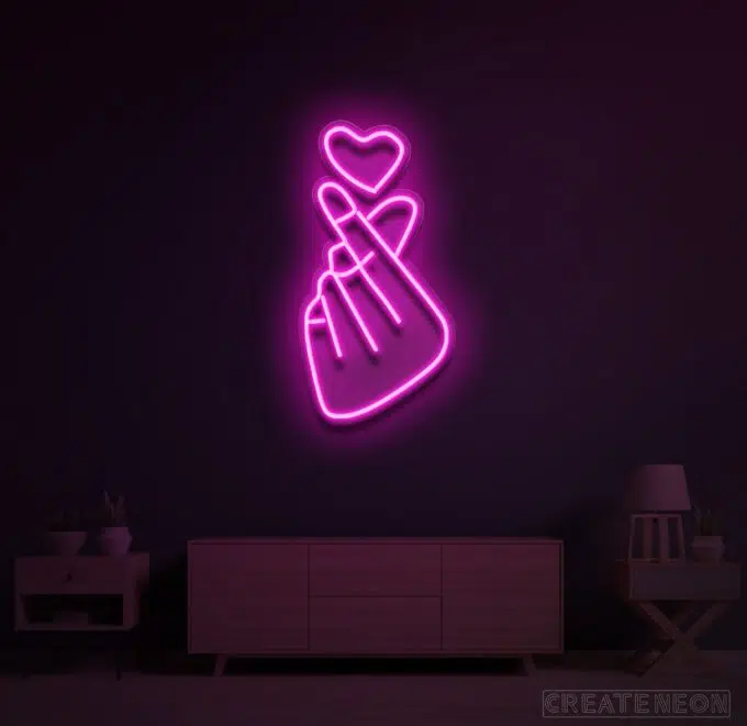 Hand Heart Neon Sign - CreateNeon.Com - Korean mini Heart sign!