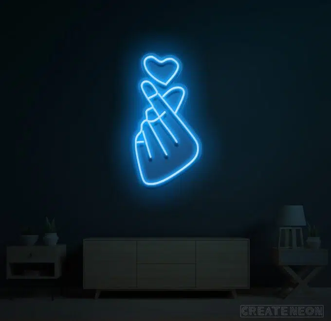 Hand Heart Neon Sign - CreateNeon.Com - Korean mini Heart sign!
