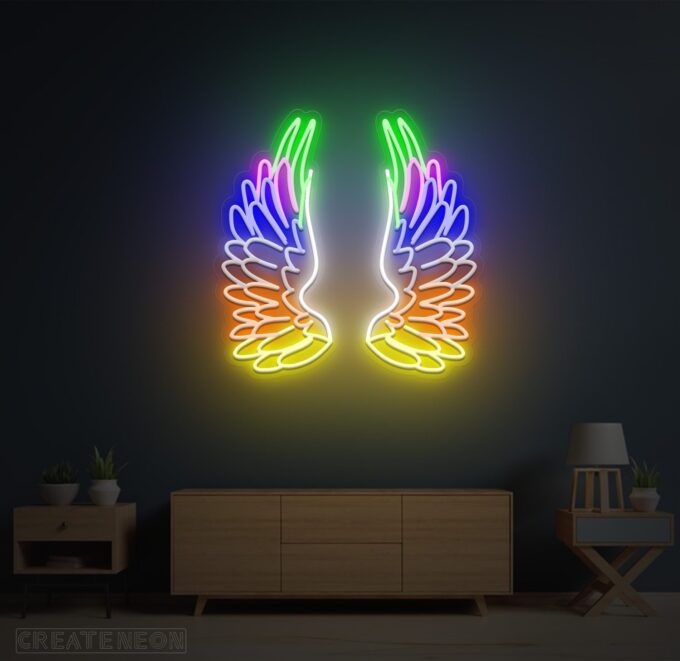 Rainbow Wing Neon Sign | Wing Neon Sign | Rainbow LED Neon Sign